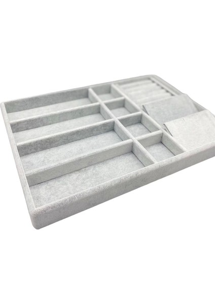 Gri Süet Takı Düzenleyici, Çoklu Bölmeli, 34x24 cm, Kumaş, Şık ve Kullanışlı fiyatları