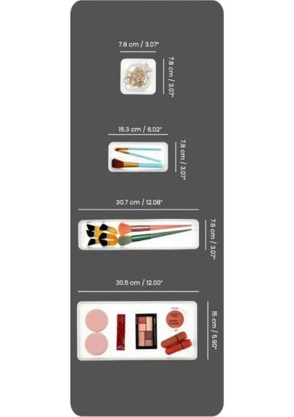 7'li Modüler Çekmece Düzenleyici Takı ve Makyaj Organizeri, Turuncu, Şeffaf modelleri