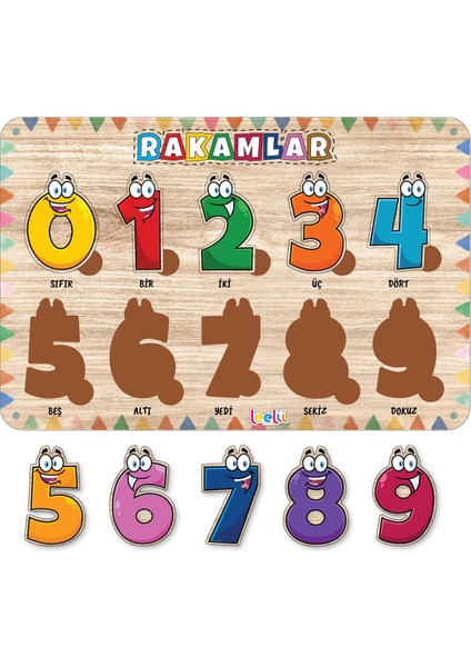 Sevimli Rakamlar Ahşap Puzzle, Bir, Iki, Üç, Dört Bul-Tak Eğitici ve Öğretici Yapboz fiyatları