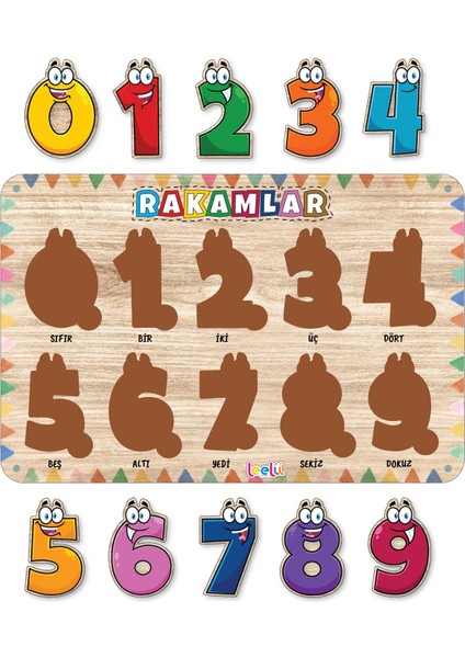 Sevimli Rakamlar Ahşap Puzzle, Bir, Iki, Üç, Dört Bul-Tak Eğitici ve Öğretici Yapboz modelleri