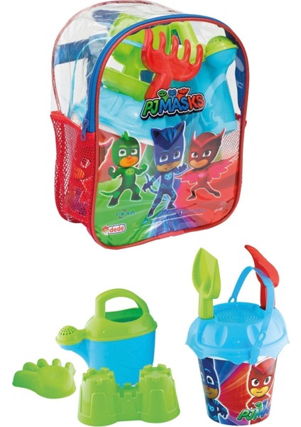 Sırt Çantalı 8 Parça Erkek Çocuk Plaj Oyuncağı Renkli Resimli Deniz Kum Kovası Oyuncak Kova Seti