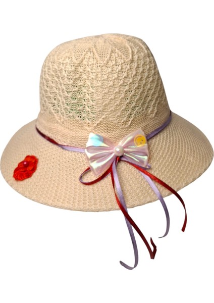 Spteks Kitti 0-18 Aylık Krem Renk Fiyonk ve Çiçek Figürlü Merserize Yazlık Şapka fırsatları