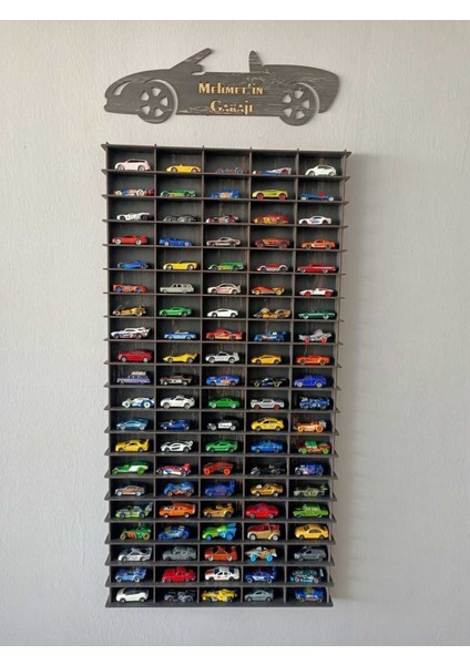 1/64 Ahşap Dekoratif Araba Rafı Dikey 100'LÜ (Eskitme Siyah)