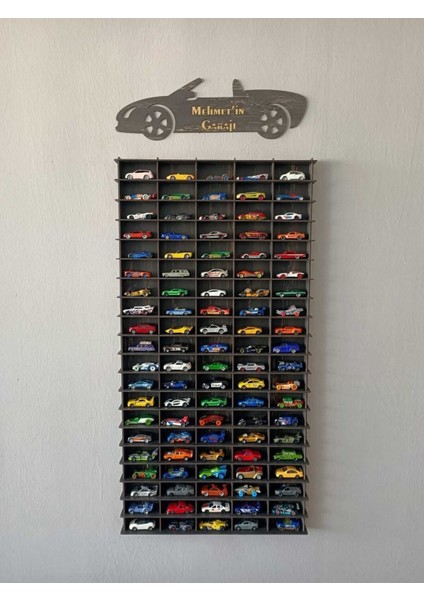 1/64 Ahşap Dekoratif Araba Rafı Dikey 100'LÜ (Eskitme Siyah)