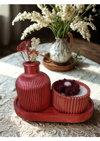 Crafts Tasarım 3 Lü Dekoratif Mum Seti