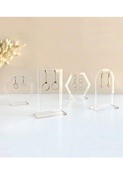 4'lü Kare Şeffaf Takı Standı, Pratik ve Şık Akrilik Düzenleyici Beyaz Renk