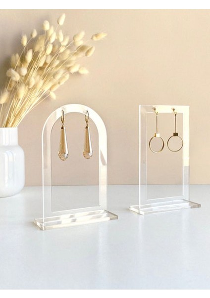 4'lü Kare Şeffaf Takı Standı, Pratik ve Şık Akrilik Düzenleyici Beyaz Renk indirimleri