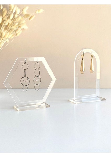 4'lü Kare Şeffaf Takı Standı, Pratik ve Şık Akrilik Düzenleyici Beyaz Renk