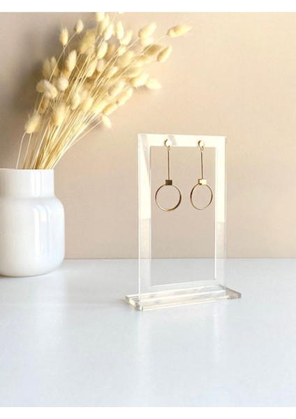4'lü Kare Şeffaf Takı Standı, Pratik ve Şık Akrilik Düzenleyici Beyaz Renk
