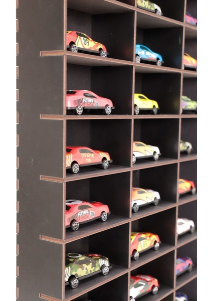 Hotwheels ve Matcbox Oyuncak Araba Rafı 1/64 Ahşap Hobi Araba Düzenleyici 50 Araba