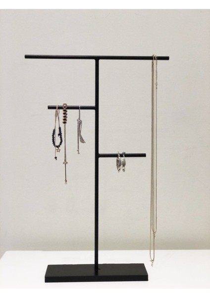 Şık Siyah Metal Takı ve Aksesuar Standı, Düzenli ve Estetik Kullanım İçin