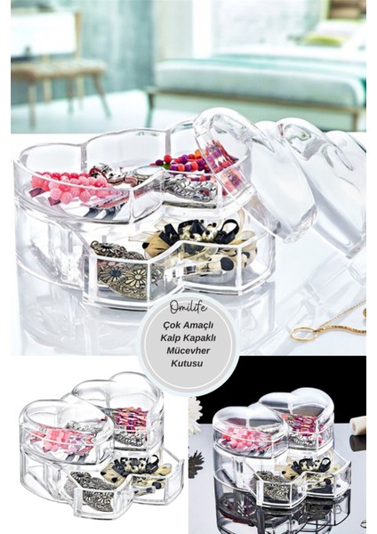 Turuncu Kalpli Kapaklı Takı Saklama Kutusu, Şeffaf ve Şık Tasarım fırsatları