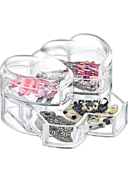 Turuncu Kalpli Kapaklı Takı Saklama Kutusu, Şeffaf ve Şık Tasarım indirimleri