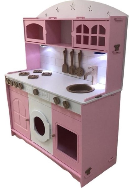 Özka 3 Kapaklı Pembe Boyalı Mutfak