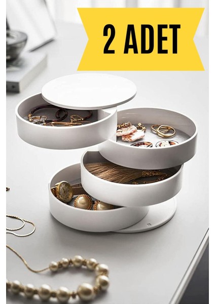 Beyaz Çok Katlı Takı Düzenleyici, Şık ve Pratik Organize Edici, 2 Parça