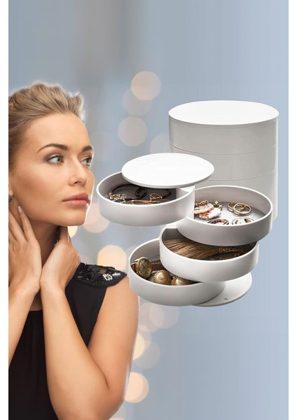 Beyaz Çok Katlı Takı Düzenleyici, Şık ve Pratik Organize Edici, 2 Parça modelleri