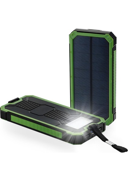 Deji Güneş Enerjili Solar Powerbank 10000MAH LED Işıklı Taşınabilir Şarj Cihazı Yeşil