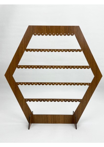 Altıgen MDF takı küpe standı, şık ve kullanışlı, gri renk, 3 parça fiyatları