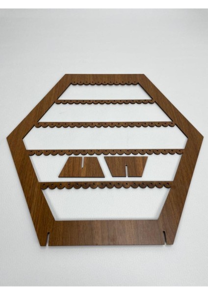 Altıgen MDF takı küpe standı, şık ve kullanışlı, gri renk, 3 parça fırsatları