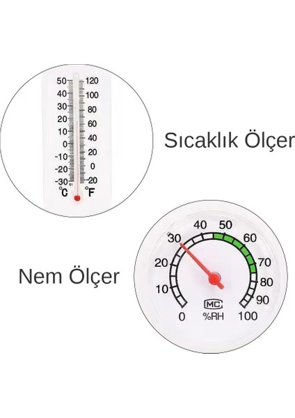 Powermaster PM-24665 Sıcaklık Nem Ölçer Analog Termometre -20 +50 Derece Arası Ölçüm Ev Duvar Tipi