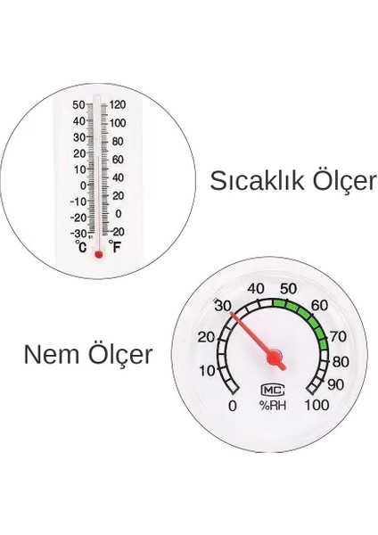Powermaster PM-24665 Sıcaklık Nem Ölçer Analog Termometre -20 +50 Derece Arası Ölçüm Ev Duvar Tipi