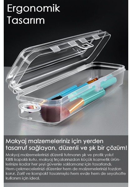 2'li şeffaf taşınabilir makyaj ve fırça düzenleyici, plastik, beyaz renk fiyatları