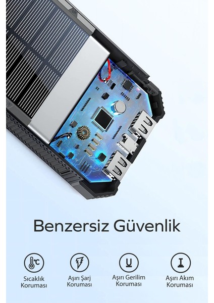 Deji Güneş Enerjili Solar Powerbank 10000MAH LED Işıklı Taşınabilir Şarj Cihazı Yeşil fırsatları
