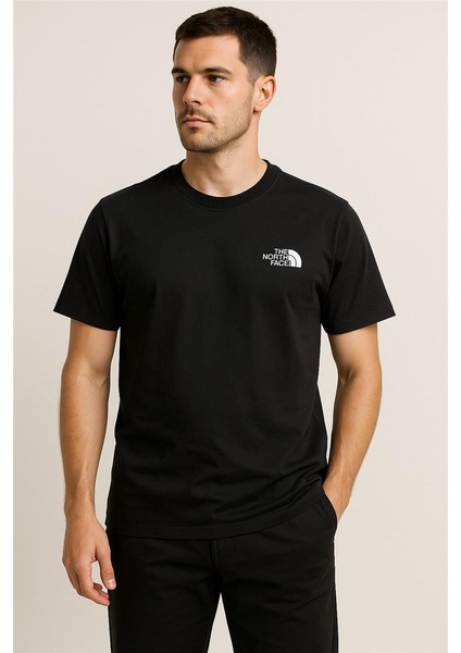 Trend Kapında The North Face Pamuk Penye Bisiklet Yaka T-Shirt Siyah