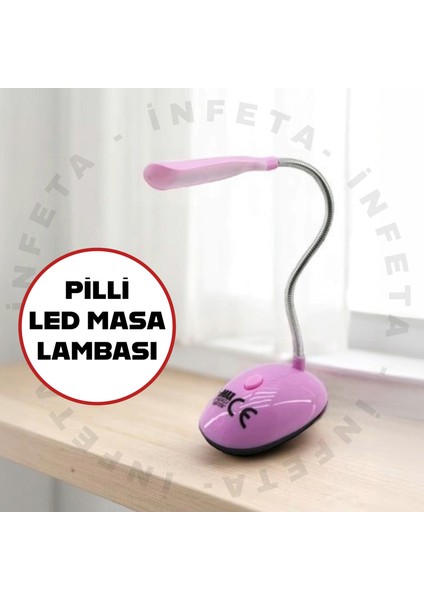 LED Masa Lambası Ders Çalışma Kitap Okuma Lambası Pilli Başucu Lamba