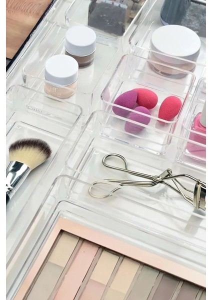 Turuncu 6 Parça Akrilik Çekmece İçi Düzenleyici Makyaj ve Takı Organizasyonu fiyatları