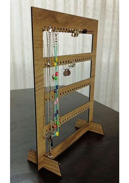 Ahşap takı küpe standı, çift yüzlü askılık, şık ve kullanışlı düzenleyici, kahverengi fiyatları