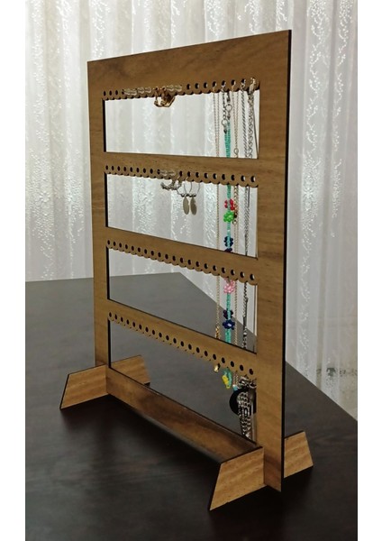 Ahşap takı küpe standı, çift yüzlü askılık, şık ve kullanışlı düzenleyici, kahverengi fırsatları