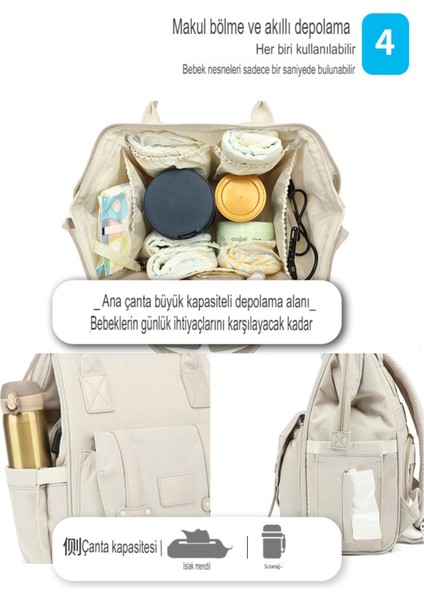 Çok Fonksiyonlu USB Şarjlı Anne ve Bebek Sırt Çantası - Siyah modelleri