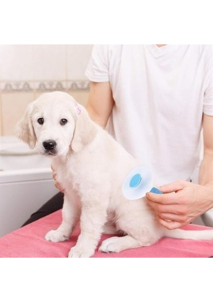 Buffer® Kedi Köpek Tüy Toplayıcı Kendini Temizleyebilen Ergonomik Saplı Evcil Hayvan Tarağı Mavi