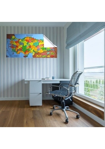BUFFER® Renkli Türkiye Haritası Manyetik Yapıştırıcı Gerektirmeyen Duvar Stickerı 118 CM * 56 CM modelleri