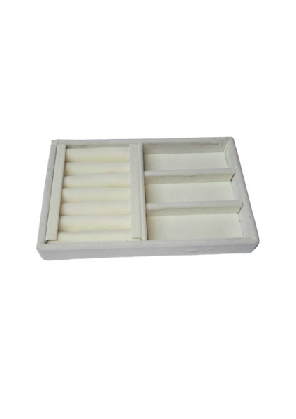 Küçük Krem Kadife Takı Tabla, 22x14 cm, şık ve kullanışlı aksesuar düzenleyici