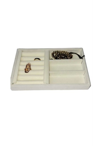 Küçük Krem Kadife Takı Tabla, 22x14 cm, şık ve kullanışlı aksesuar düzenleyici fırsatları