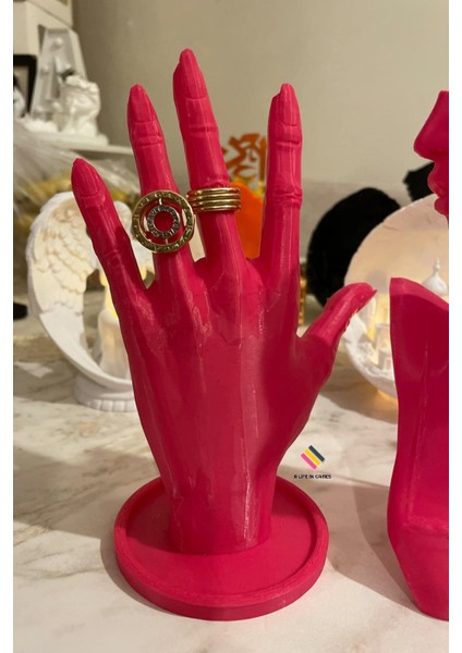 Şık 21cm Pembe Takı ve Yüzük Organizer Manken Teşhir Standı 2'li