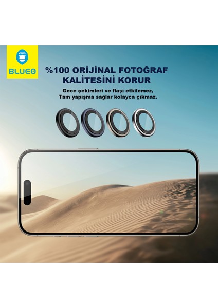 PVD iPhone 14 Pro Uyumlu Purple Mor Paslanmaz Çelik Çizik Işık Engelleyici Kamera Lens Koruyucu