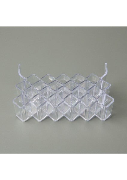 Şeffaf 22 Bölmeli Ruj Düzenleyici, Plastik, Beyaz, 22x8x14 cm, Pratik ve şık tasarım