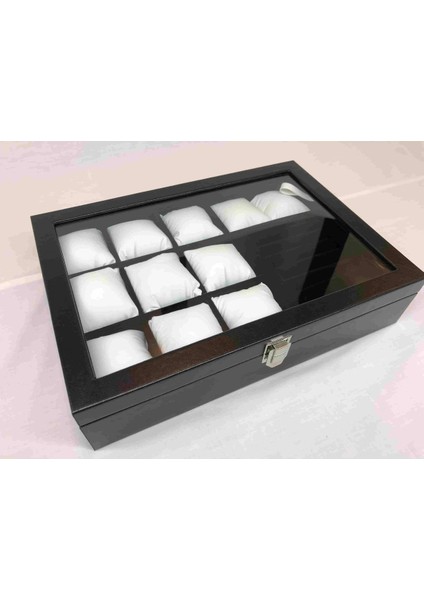 Şık Siyah Deri Kaplı Ahşap Takı Saklama Kutusu, 7 Bölmeli, Modern Tasarım fırsatları