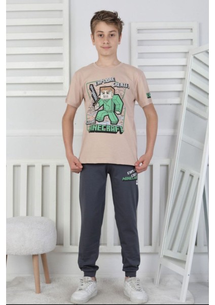 Minecraft Garson Kısa Kollu Pijama Takımı