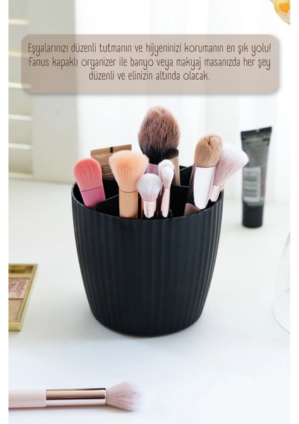 İki Parçalı 7 Bölmeli Kapaklı Makyaj Düzenleyici, Antrasit Gri Plastik, Şık ve Kullanışlı fırsatları