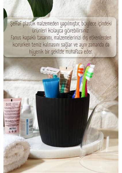 İki Parçalı 7 Bölmeli Kapaklı Makyaj Düzenleyici, Antrasit Gri Plastik, Şık ve Kullanışlı indirimleri