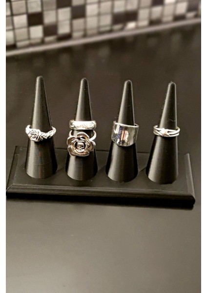 Şık ve çok amaçlı yüzük, takı sergileme standı, plastik, siyah renk, dekoratif askı