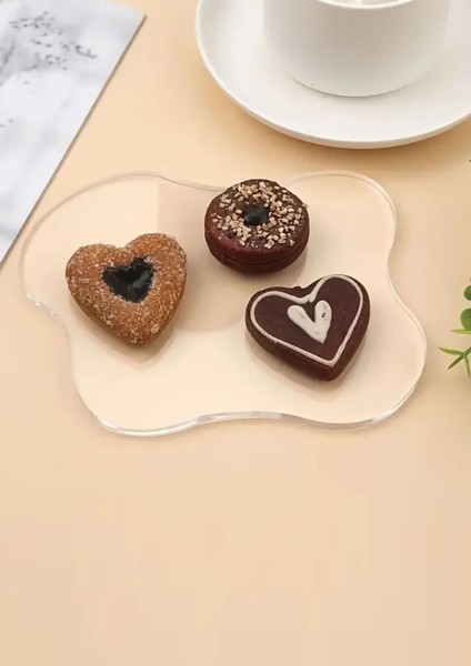 Şeffaf pleksi soyut tasarım takı ve bardak altlığı seti 4 adet, 17x15 cm modelleri