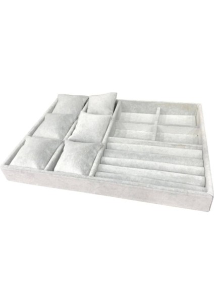 Şık Çoklu Takı Düzenleyici, Gri Süet Kutu, 1 Parça, Kumaş, Modern Tasarım fiyatları