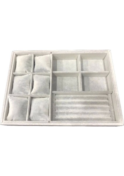 Şık Çoklu Takı Düzenleyici, Gri Süet Kutu, 1 Parça, Kumaş, Modern Tasarım modelleri