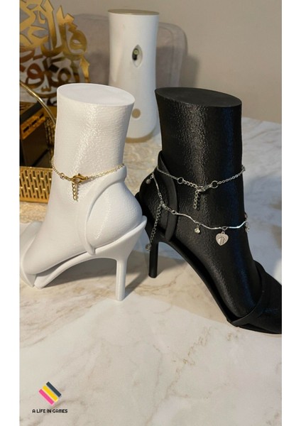 İki Parça Takı Sergi Standı, Siyah ve Beyaz, Şık Dekoratif Vitrin Tutucu modelleri