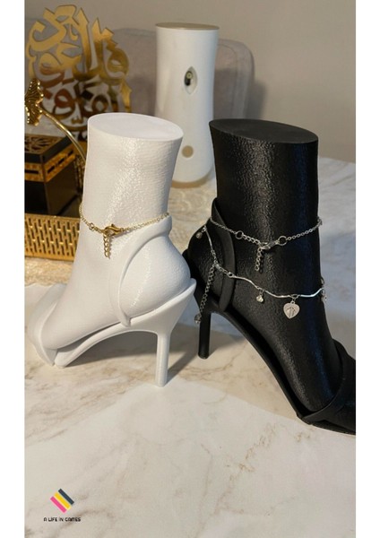 İki Parça Takı Sergi Standı, Siyah ve Beyaz, Şık Dekoratif Vitrin Tutucu fırsatları